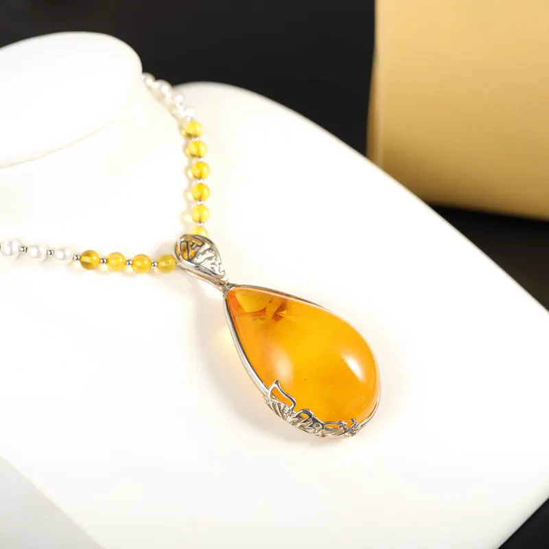 S&A Amber Beeswax Necklaces Women's-2
