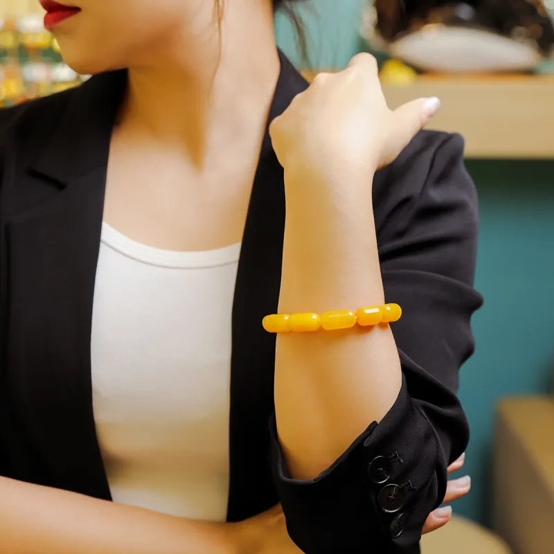 S&A Amber Beeswax Fine Jade Bracelets Women's-3