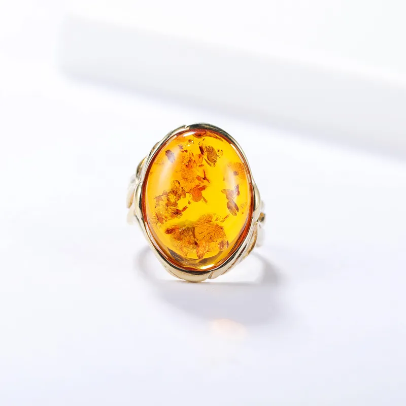 S&A S925 Silver With Amber Fine Jade Rings Women's-7
