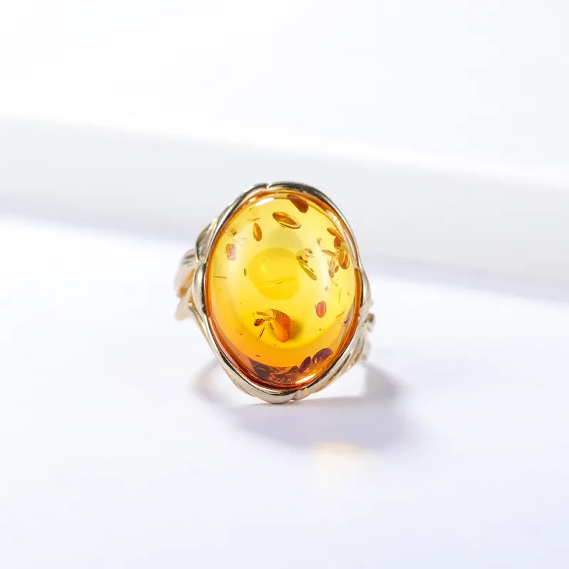 S&A S925 Silver With Amber Fine Jade Rings Women's-12