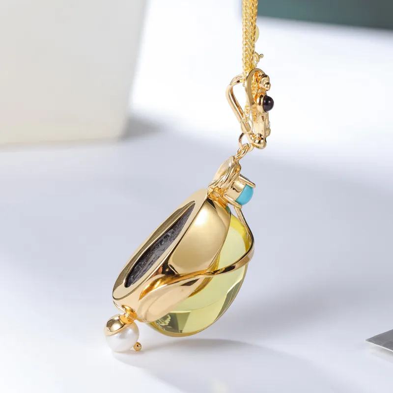 S&A S925 Silver Amber Necklaces Women's-4