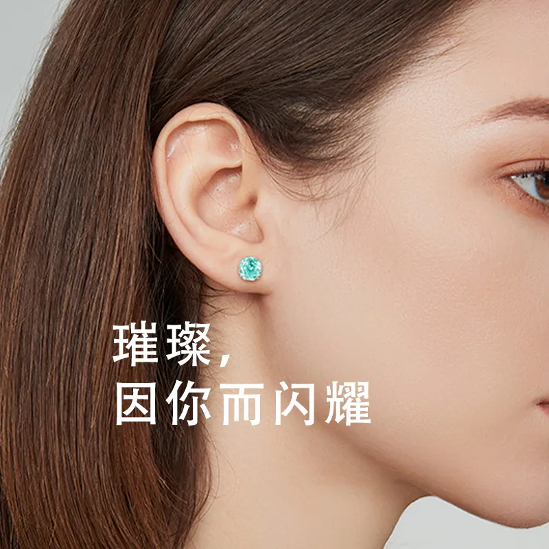 LINGJIE Zircon Titanium Steel Stud Earrings Women's-3