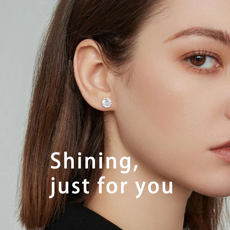 LINGJIE Zircon Titanium Steel Stud Earrings Women's-2