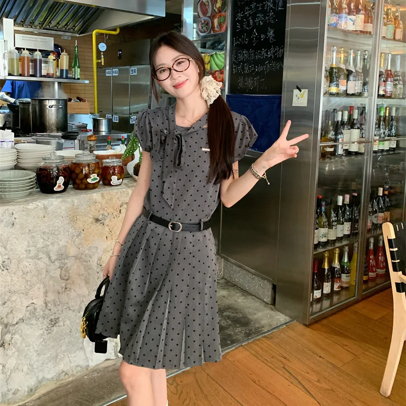 OURUOKE Short Sleeved Dress Women's Gray-3