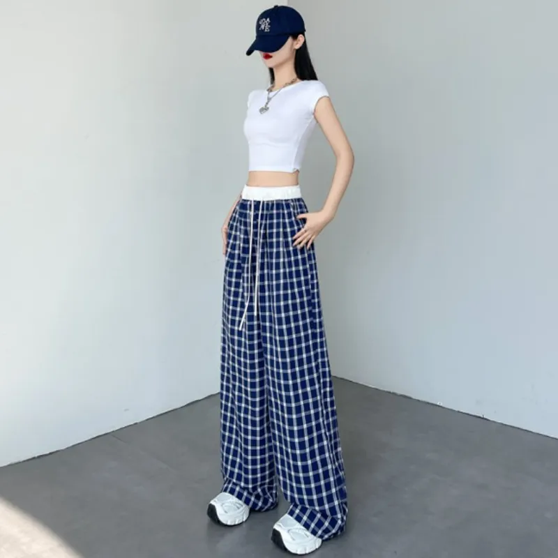 OURUOKE Casual Pants Women's Blue-3