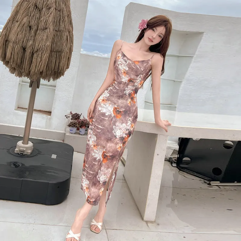 OURUOKE Slip Dresses Women's-2