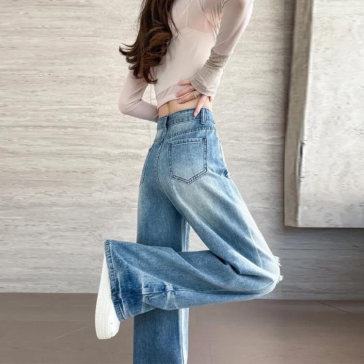 OURUOKE Jeans Women's Blue-4