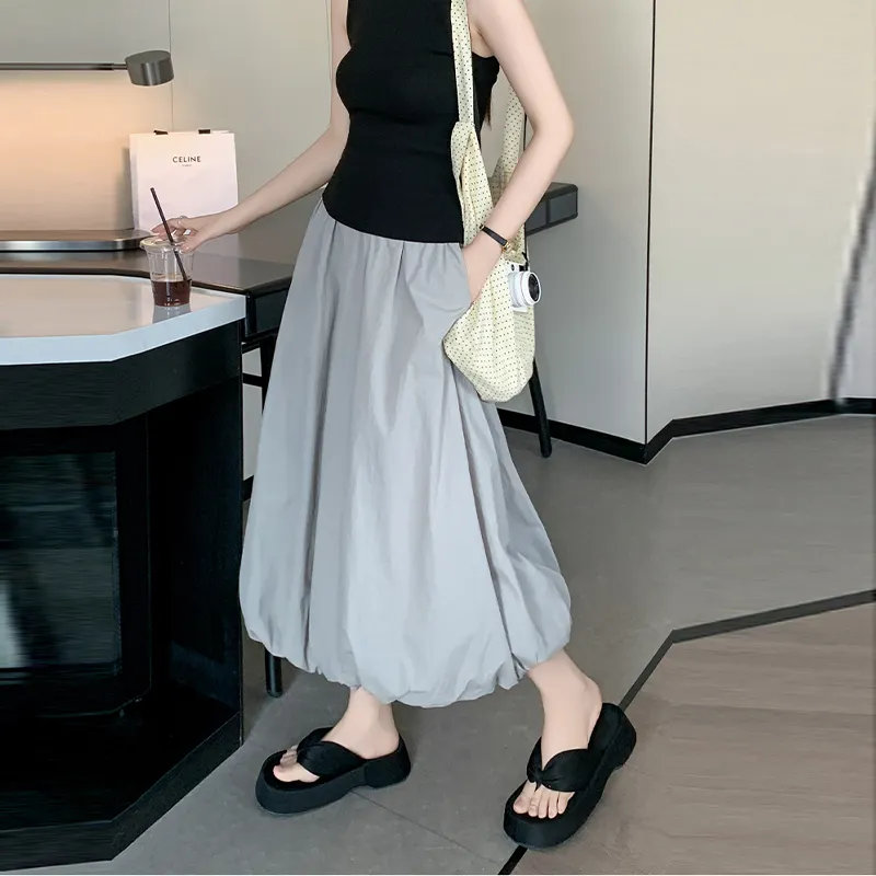 OURUOKE Casual Long Skirt Women's-10
