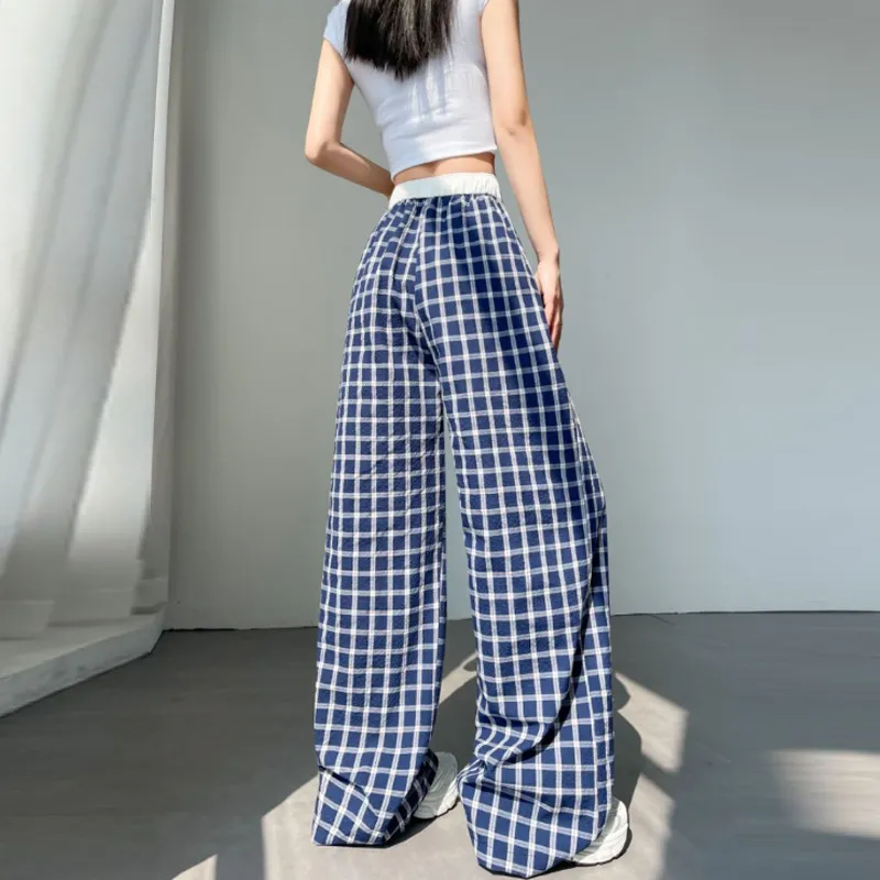 OURUOKE Casual Pants Women's Blue-4