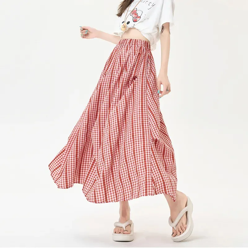 OURUOKE Casual Long Skirt Women's-9