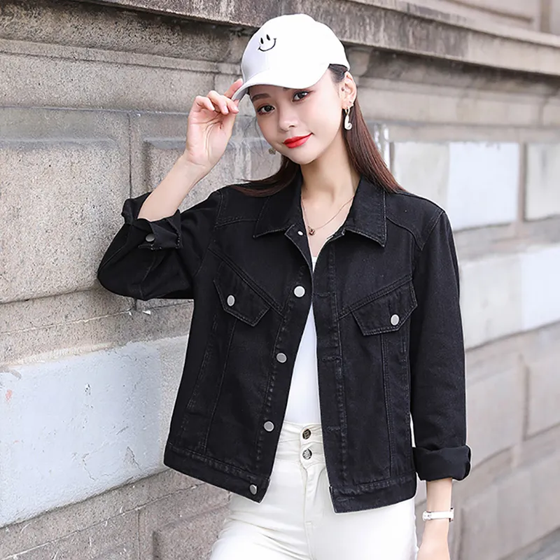 OURUOKE Denim Jackets Women's-9