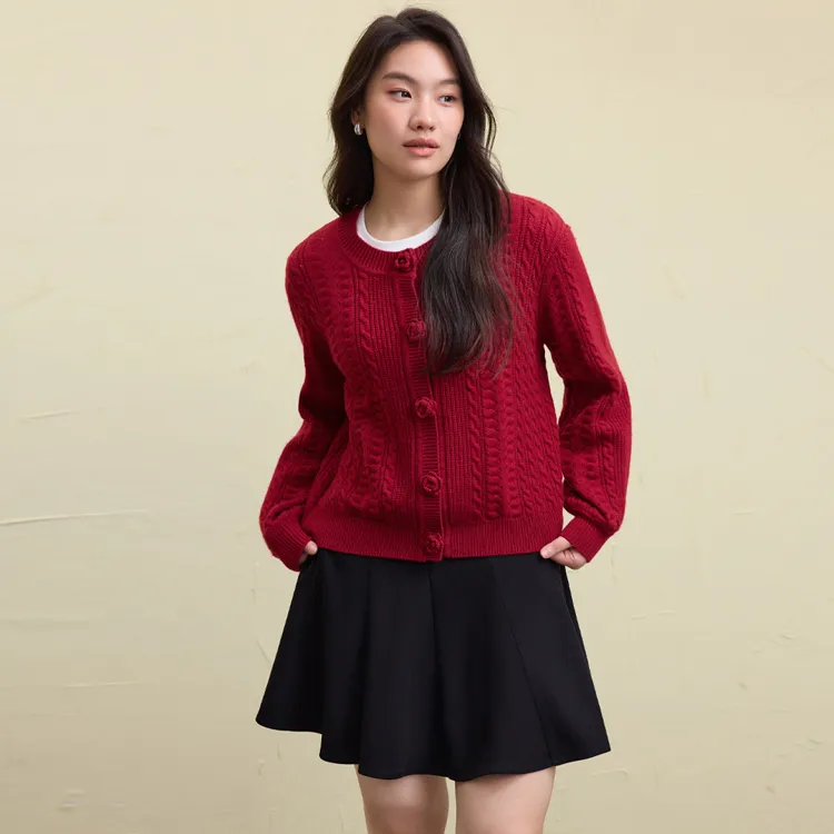 OURUOKE Knitwear Women's Angora Red-2