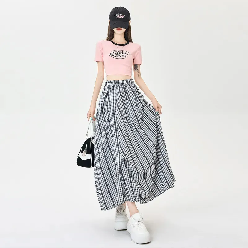 OURUOKE Casual Long Skirt Women's-12
