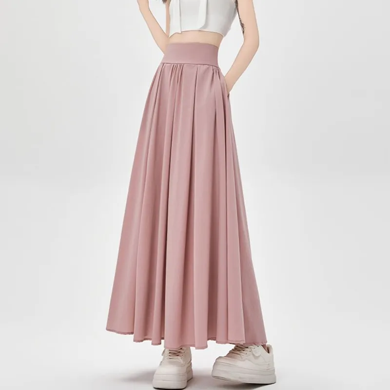 OURUOKE Casual Long Skirt Women's-10
