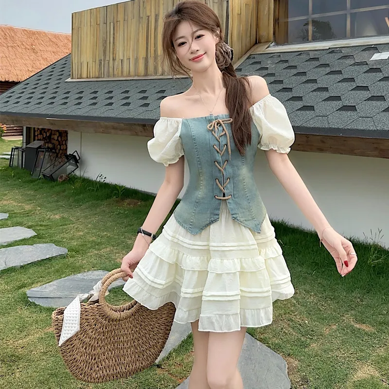 OURUOKE Two Piece Skirt Sets Women's Image Color Shopping Bag-2