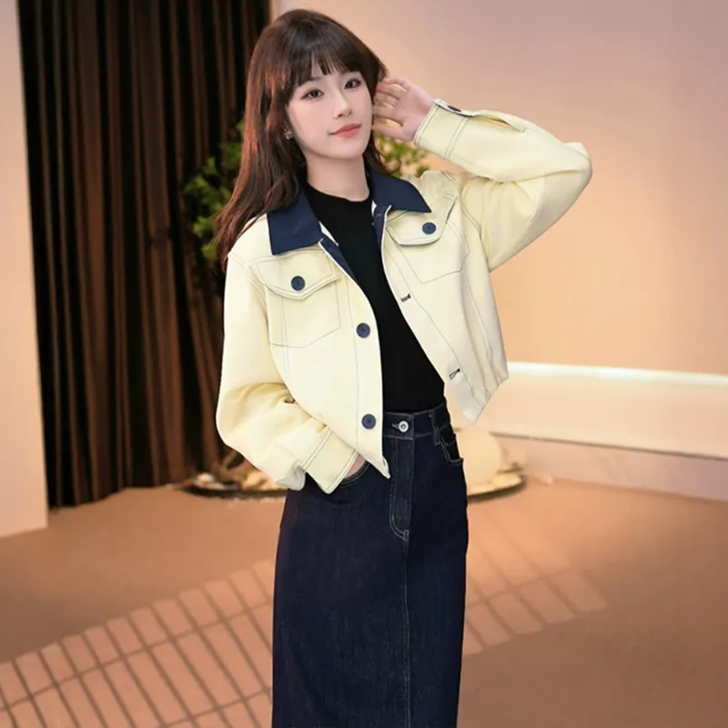 OURUOKE Cropped Coats Women's-7