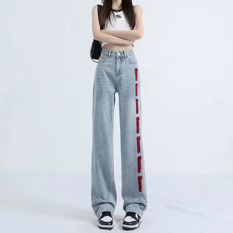 OURUOKE Jeans Women's Light Blue-3