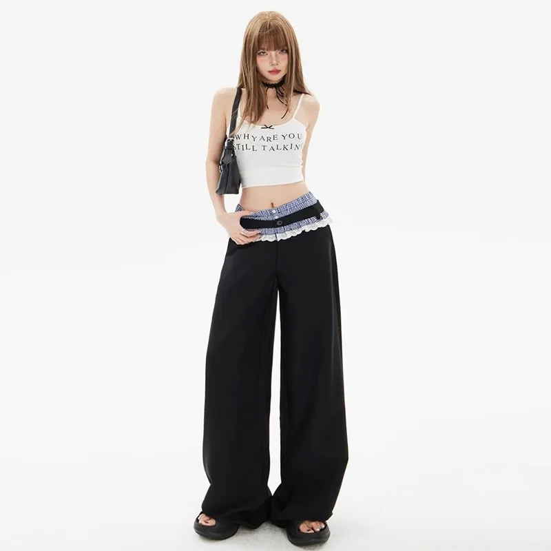 OURUOKE Casual Pants Women's Black-4