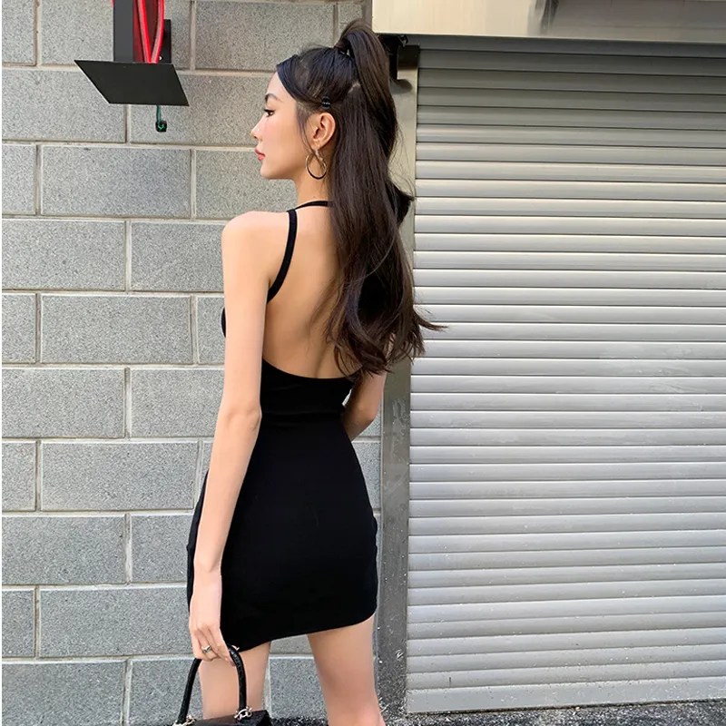 OURUOKE Sleeveless Dress Women's Black-5