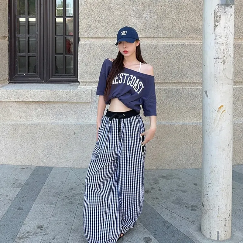 OURUOKE T Shirts Women's Navy Blue Shopping Bag-3
