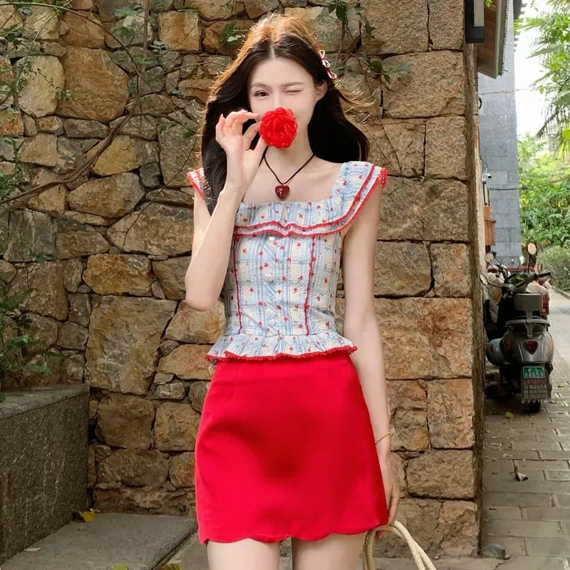 OURUOKE Two Piece Skirt Sets Women's-3