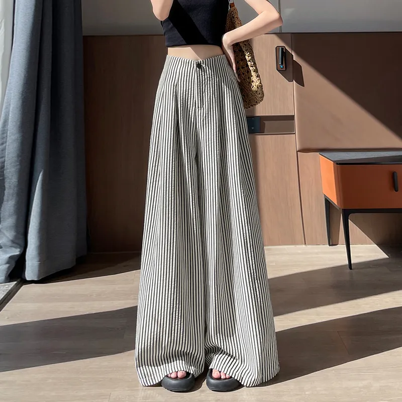OURUOKE Casual Pants Women's Stripes-1