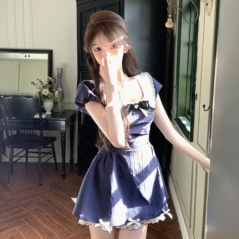 OURUOKE Short Sleeved Dress Women's-4