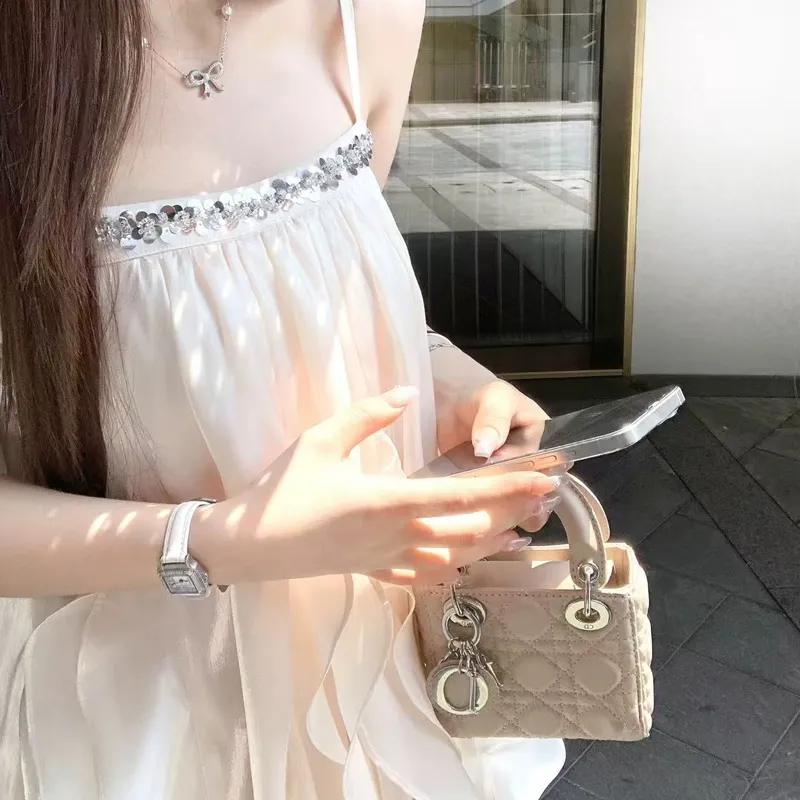 OURUOKE Slip Dresses Women's Apricot Shopping Bag-5