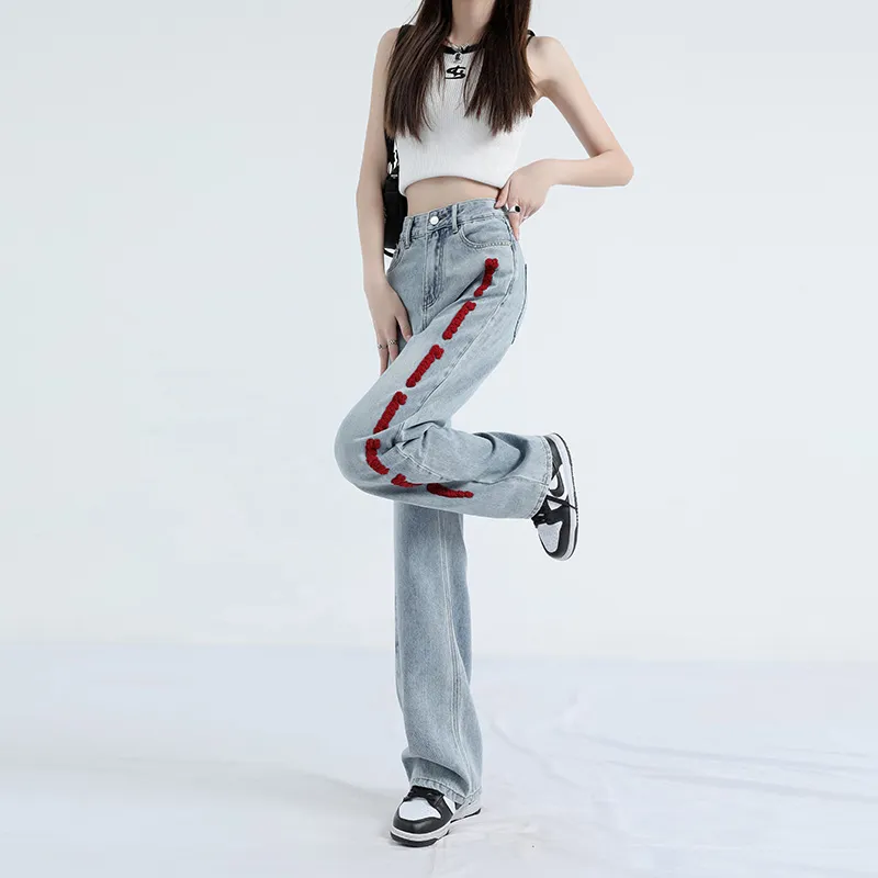 OURUOKE Jeans Women's Light Blue-4
