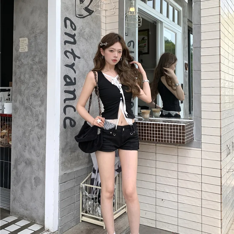 OURUOKE Tank Tops Women's Black Shopping Bag-5