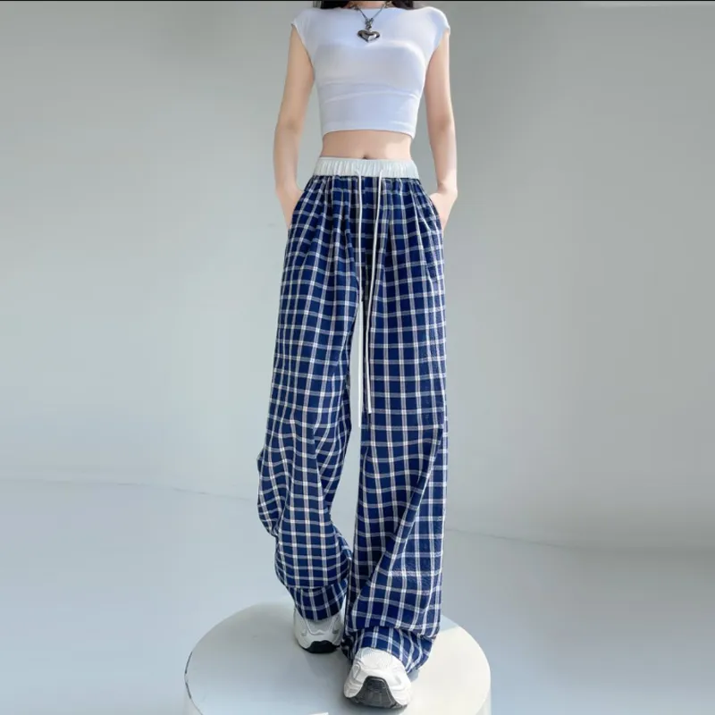 OURUOKE Casual Pants Women's Blue-2