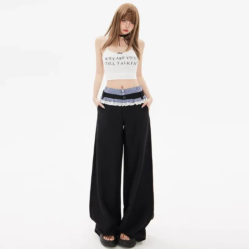 OURUOKE Casual Pants Women's Black-2