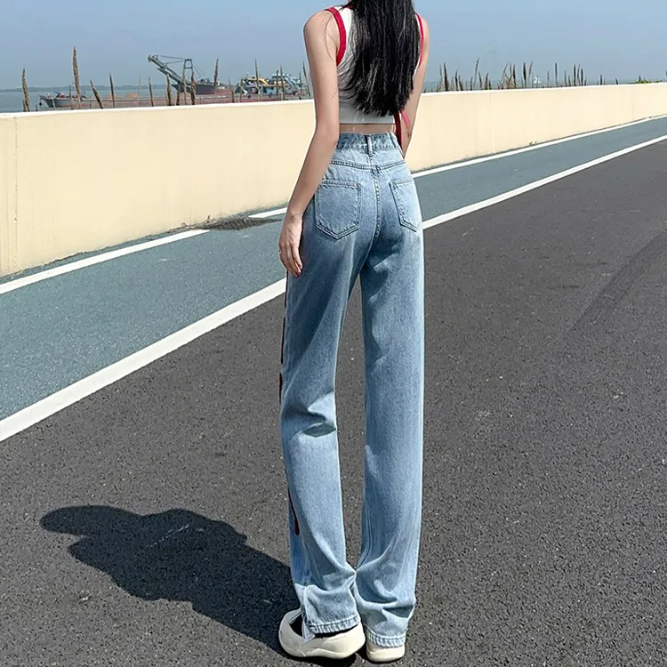 OURUOKE Jeans Women's Light Blue-7