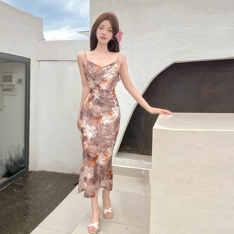 OURUOKE Slip Dresses Women's-1