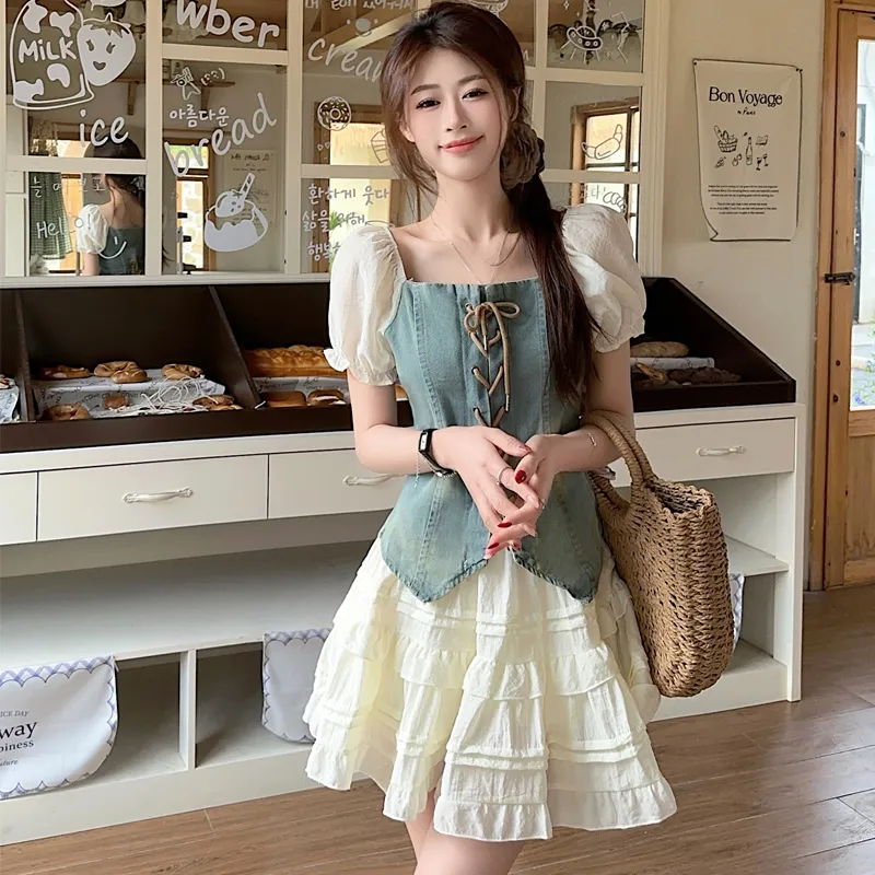 OURUOKE Two Piece Skirt Sets Women's Image Color Shopping Bag-4