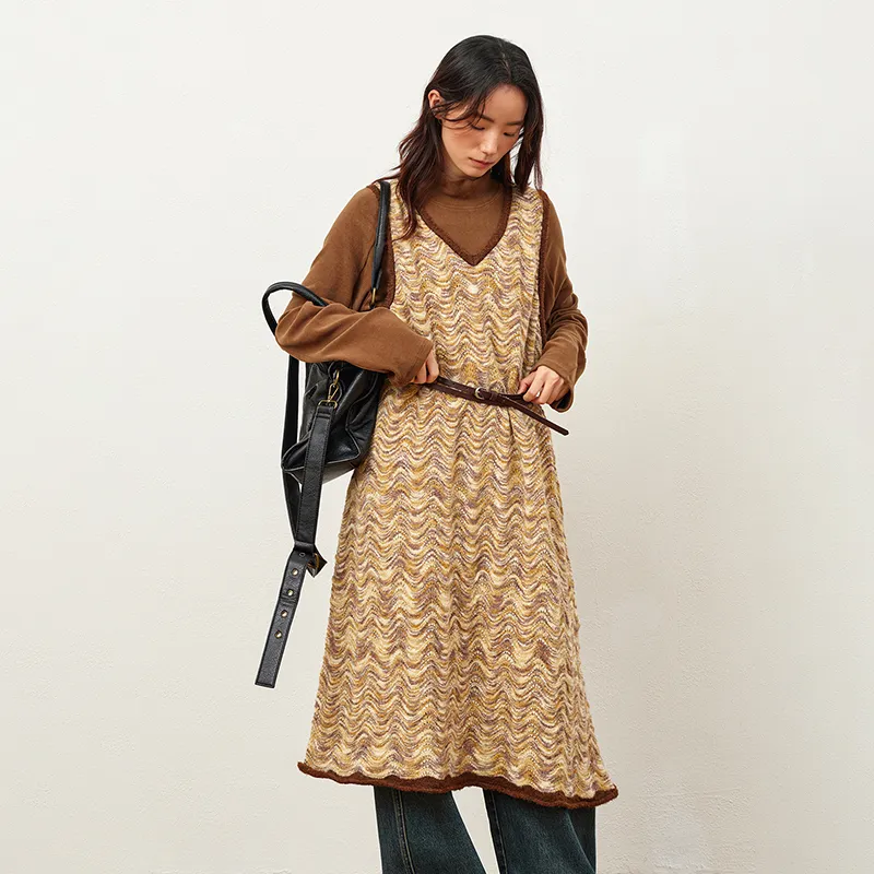 Octopus Me Sleeveless Dress Women's Yellow Coffee-6