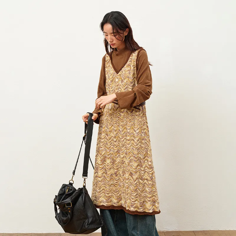 Octopus Me Sleeveless Dress Women's Yellow Coffee-7