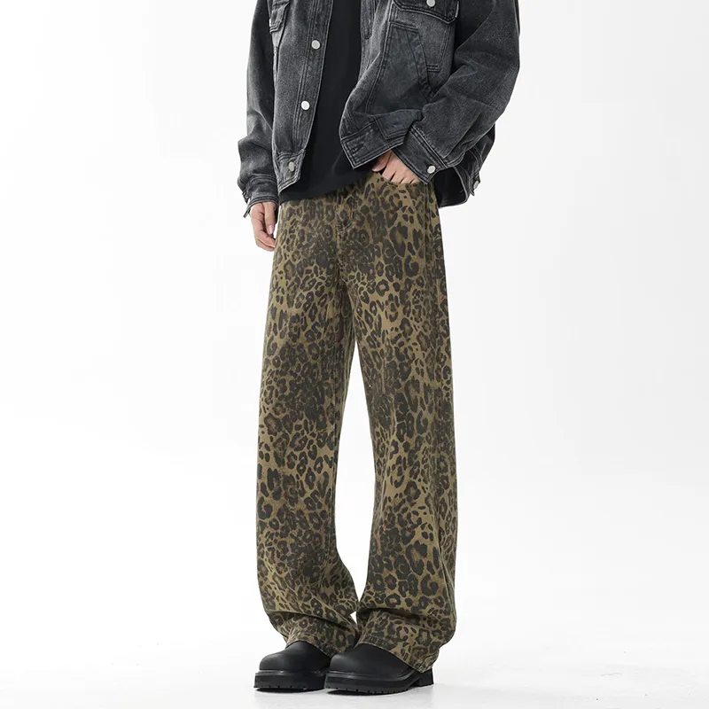 PAINT STAIN Jeans Unisex Leopard Print Series-4