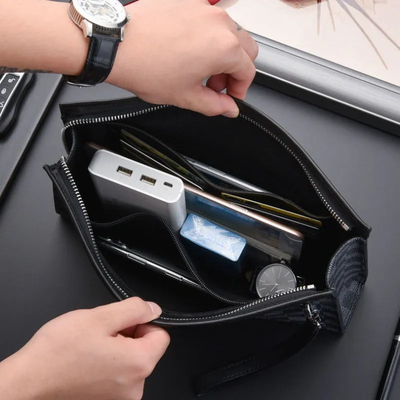 LETOO Microfiber Synthetic Leather Clutch Regular Men's Black-7