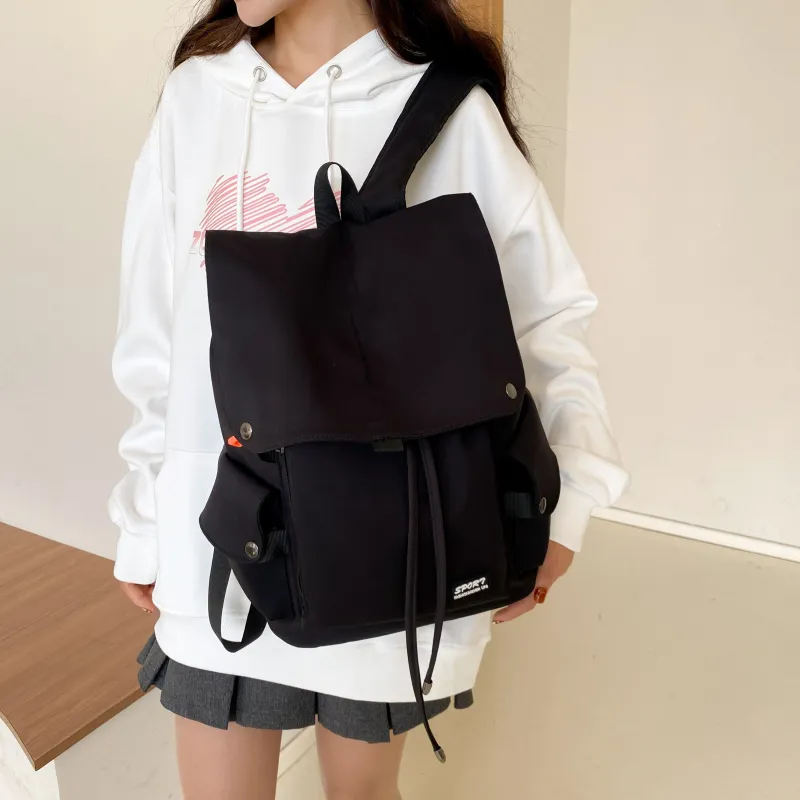 LETOO Nylon Fabric Backpack Regular Unisex Blue White/Black White/Black/Green White-13