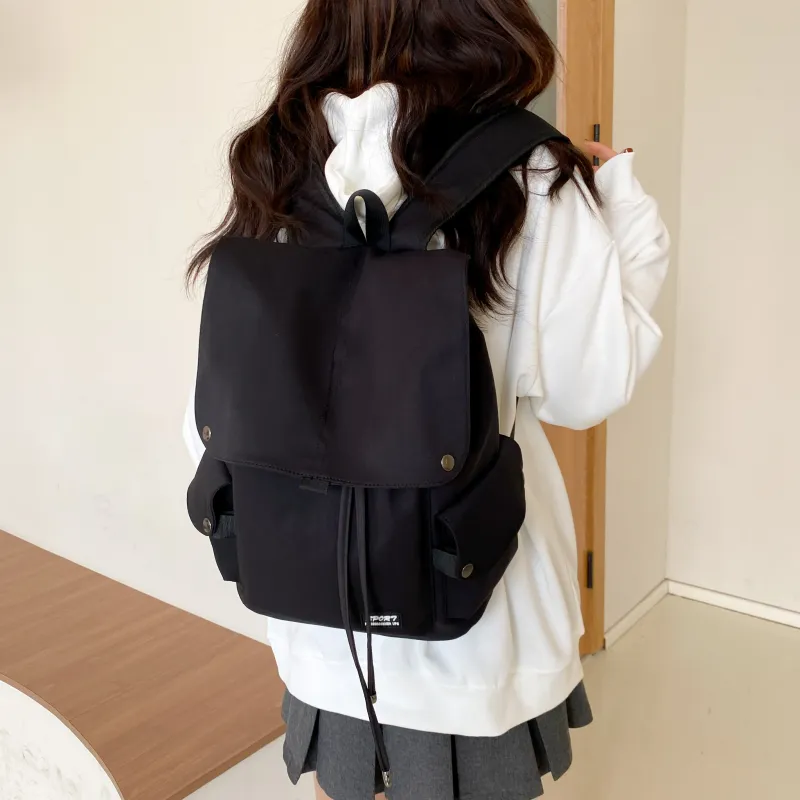 LETOO Nylon Fabric Backpack Regular Unisex Blue White/Black White/Black/Green White-12