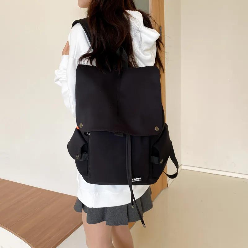LETOO Nylon Fabric Backpack Regular Unisex Blue White/Black White/Black/Green White-14