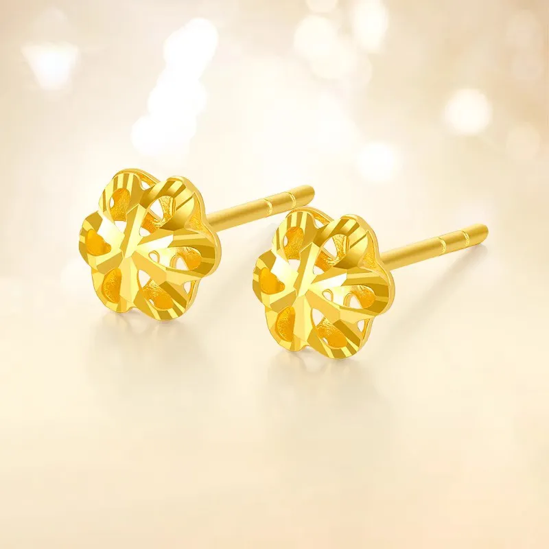 CHINA GOLD 18K Gold Stud Earrings Women's-1