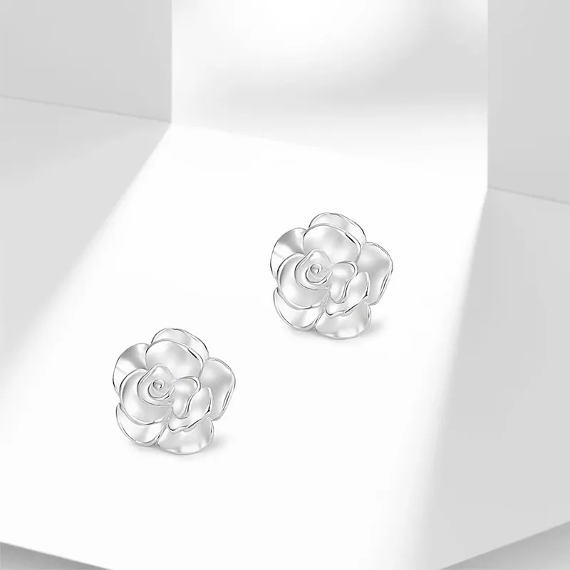 CHINA GOLD 999 Fine Silver Stud Earrings Women's-1