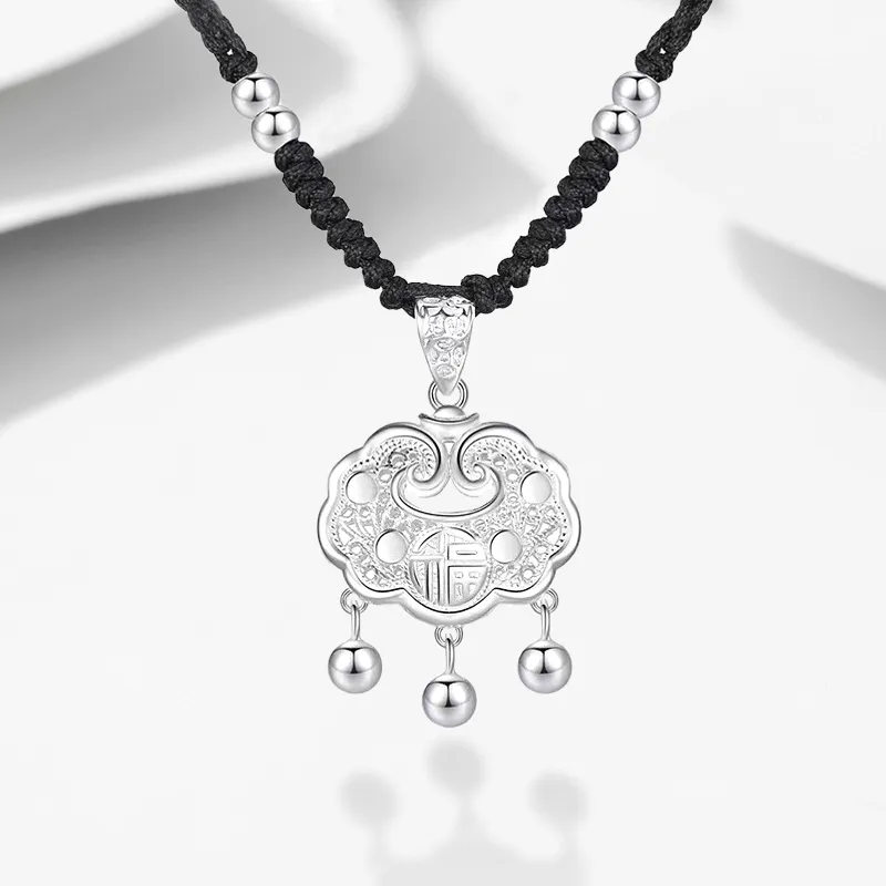 CHINA GOLD 999 Fine Silver Necklaces Women's-1