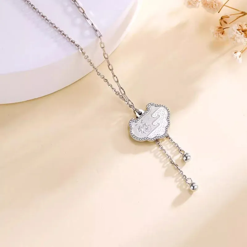 CHINA GOLD S999 Fine Silver Sterling Silver Necklaces Women's-2