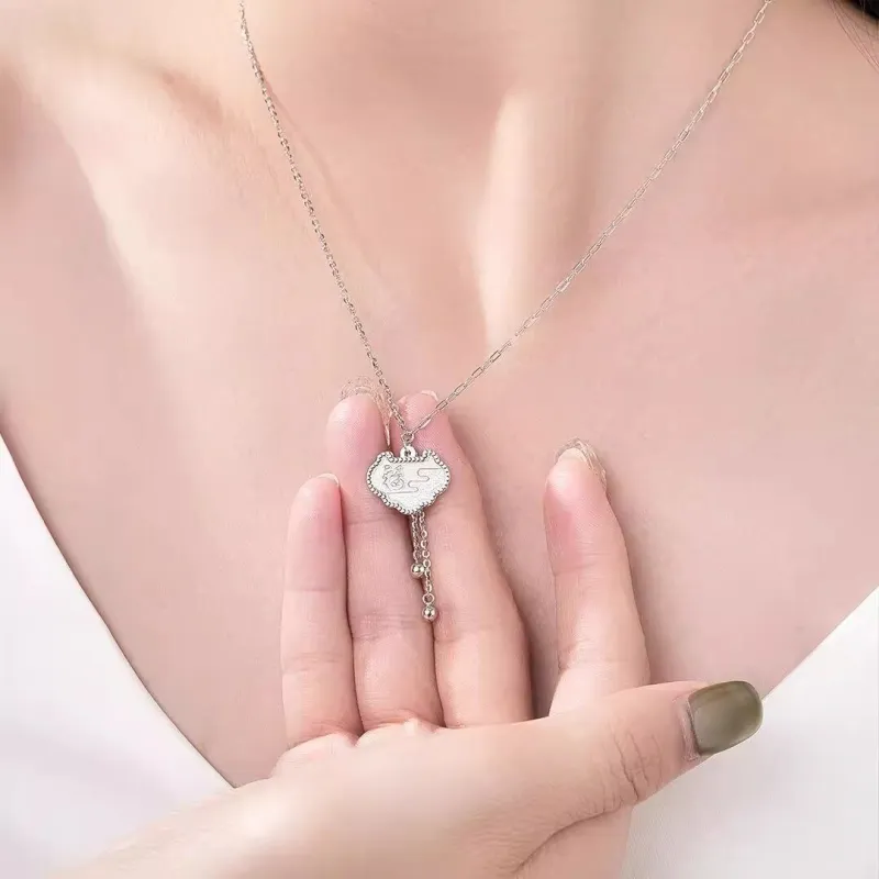 CHINA GOLD S999 Fine Silver Sterling Silver Necklaces Women's-1
