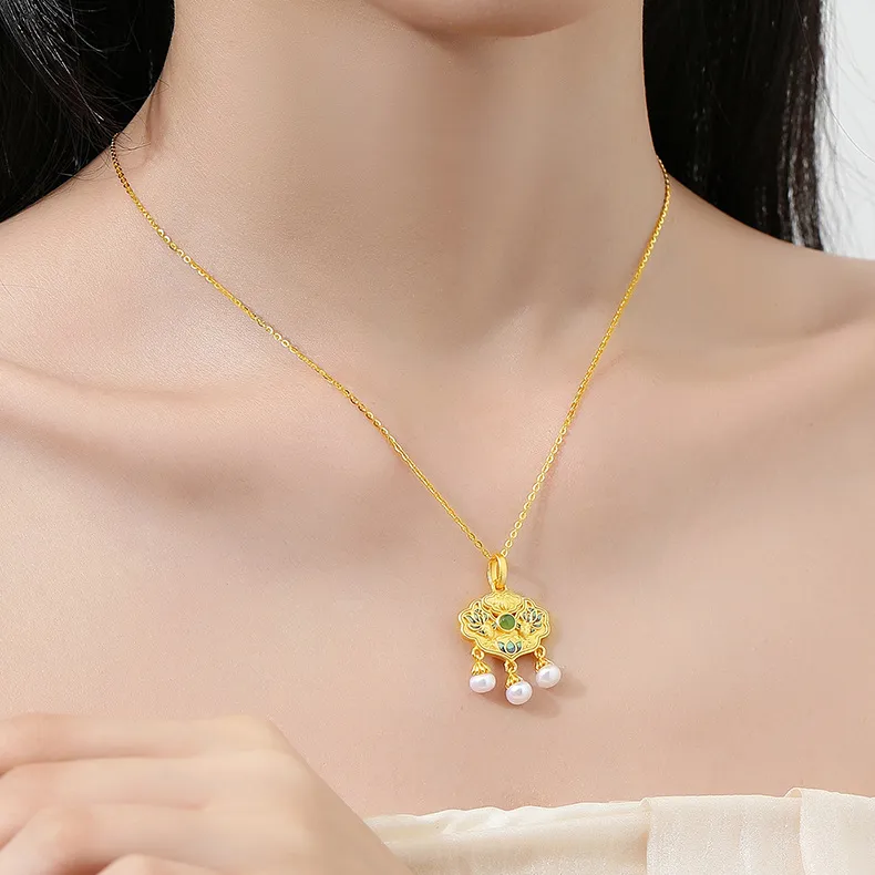 CHINA GOLD Pearl Necklaces Unisex-1