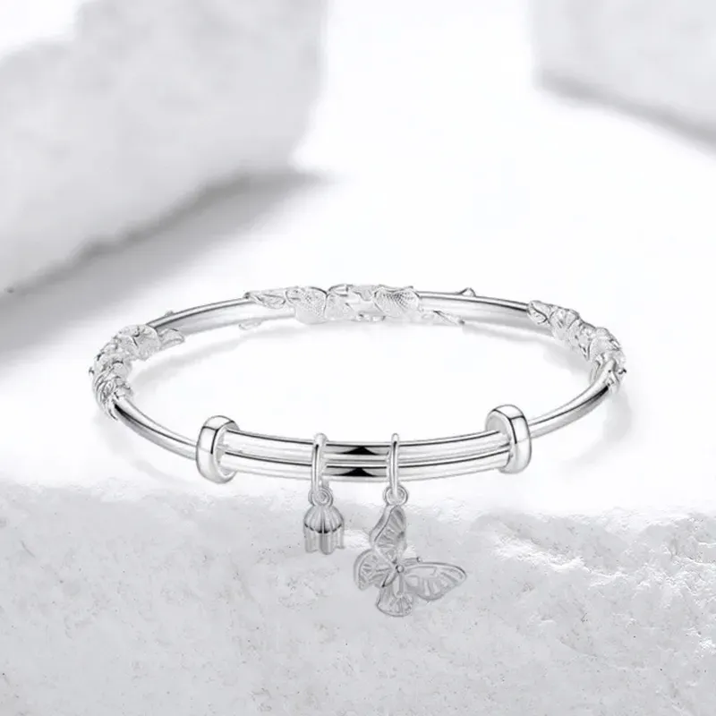 CHINA GOLD 999 Fine Silver Bangles Women's-1