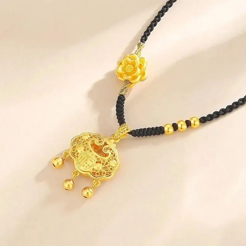 CHINA GOLD 999 Fine Silver Necklaces Women's-3